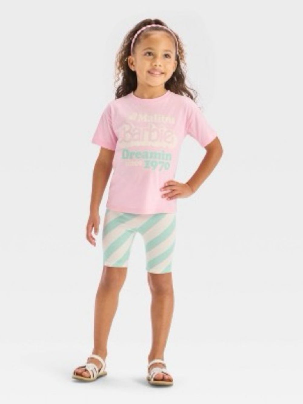 Barbie Pink & Mint Striped Short Set